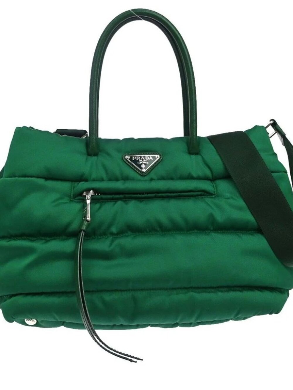 Prada Green Nylon Bomber 2way Handbag